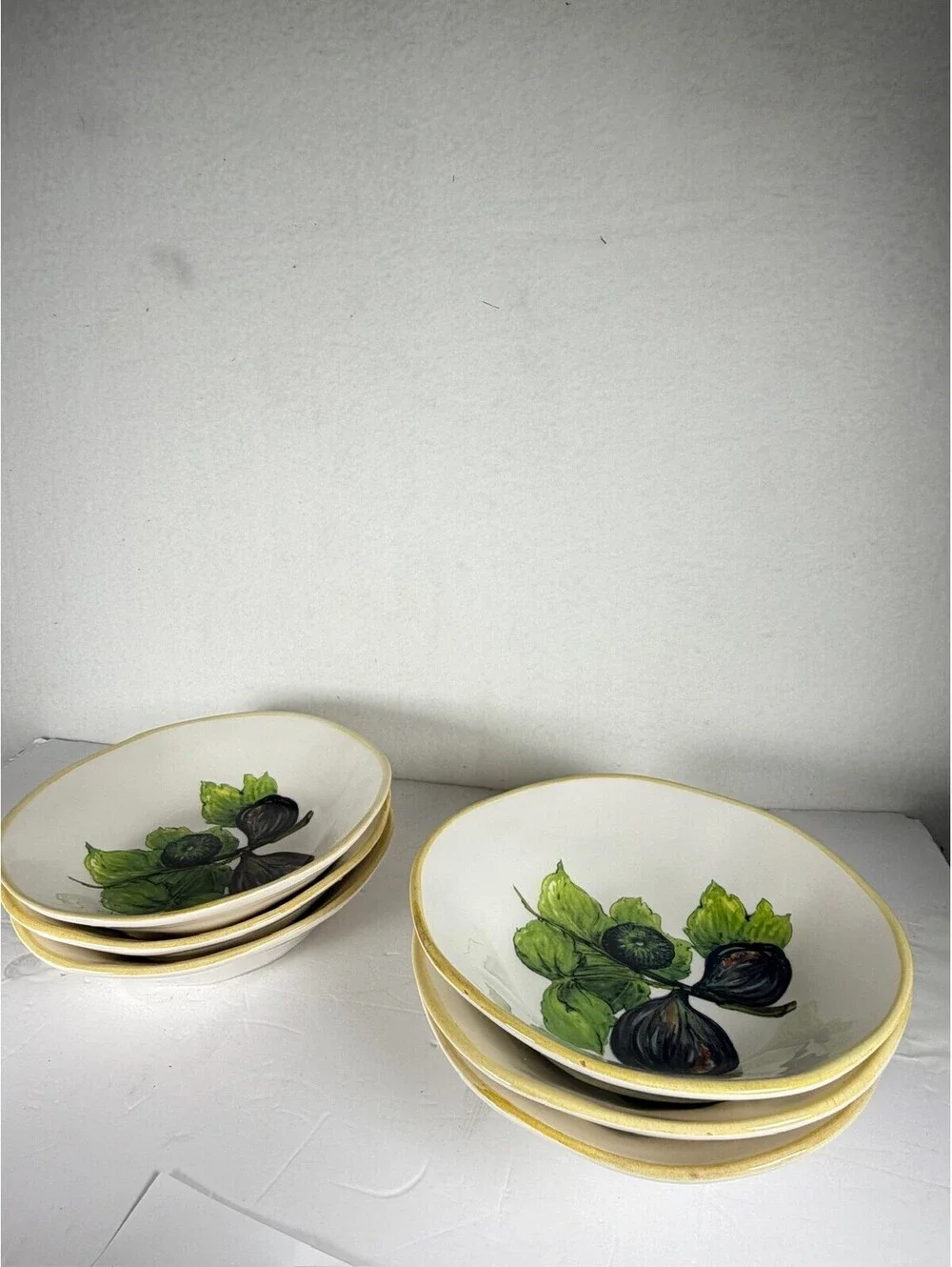 4 Ceramica Cuore Italian Ceramic Fig Bowls Set S-15